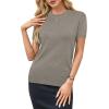 imageArachampCloz Womens Lightweight Wool Blend Short Sleeve Sweater Top Business CasualAgray Mocha