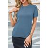 imageArachampCloz Womens Lightweight Wool Blend Short Sleeve Sweater Top Business CasualBlue