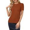 imageArachampCloz Womens Lightweight Wool Blend Short Sleeve Sweater Top Business CasualCaramel