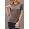 imageArachampCloz Womens Lightweight Wool Blend Short Sleeve Sweater Top Business CasualCoffee