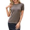 imageArachampCloz Womens Lightweight Wool Blend Short Sleeve Sweater Top Business CasualCoffee