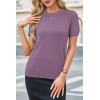 imageArachampCloz Womens Lightweight Wool Blend Short Sleeve Sweater Top Business CasualPurple