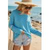 imageArachampCloz Womens Linen Blend Beach Vacation Cover Up Summer Casual Oversized Off Shoulder Tops 2026Blue Light Green Stripe