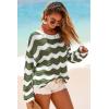 imageArachampCloz Womens Linen Blend Crochet Bell Sleeve Beach Vacation Striped Tops 2026Army Green Stripe