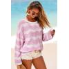 imageArachampCloz Womens Linen Blend Crochet Bell Sleeve Beach Vacation Striped Tops 2026Pink Stripe