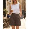 imageArachampCloz Womens Linen Blend High Waist Business Casual Wide Leg Shorts 2026Coffee