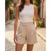 imageArachampCloz Womens Linen Blend High Waist Business Casual Wide Leg Shorts 2026Khaki