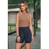 imageArachampCloz Womens Linen Blend High Waist Business Casual Wide Leg Shorts 2026Navy