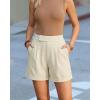 imageArachampCloz Womens Linen Blend High Waist Business Casual Wide Leg Shorts 2026White