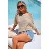 imageArachampCloz Womens Linen Blend Off Shoulder Summer Cover Up Beach Casual Crochet Tops Hollow Out Vacation Outfits 2026Khaki