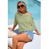 imageArachampCloz Womens Linen Blend Off Shoulder Summer Cover Up Beach Casual Crochet Tops Hollow Out Vacation Outfits 2026Light Green