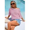 imageArachampCloz Womens Linen Blend Off Shoulder Summer Cover Up Beach Casual Crochet Tops Hollow Out Vacation Outfits 2026Pink