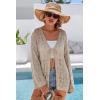 imageArachampCloz Womens Linen Blend Summer Crochet Cardigans Lightweight Lacey Kint Hollow Out Beach Vacation Outfits Trendy 2026Khaki