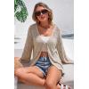 imageArachampCloz Womens Linen Blend Summer Crochet Cardigans Lightweight Lacey Kint Hollow Out Beach Vacation Outfits Trendy 2026Khaki