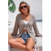 imageArachampCloz Womens Linen Blend Summer Crochet Cardigans Lightweight Lacey Kint Hollow Out Beach Vacation Outfits Trendy 2026Nutmeg