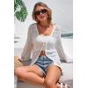 imageArachampCloz Womens Linen Blend Summer Crochet Cardigans Lightweight Lacey Kint Hollow Out Beach Vacation Outfits Trendy 2026White
