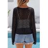 imageArachampCloz Womens Linen Blend Tie Front Crochet Bolero Shrug Beach Cropped Lightweight Cardigan 2026Black