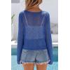 imageArachampCloz Womens Linen Blend Tie Front Crochet Bolero Shrug Beach Cropped Lightweight Cardigan 2026Navy