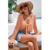 imageArachampCloz Womens Linen Blend Tie Front Crochet Bolero Shrug Beach Cropped Lightweight Cardigan 2026Orange