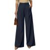 imageArachampCloz Womens Linen Blend Wide Leg Palazzo Pants AllSeason Business Casual Outfits Dress TrousersNavy