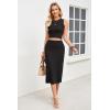 imageArachampCloz Womens Non See Through 2 Piece Sets Tank Top and Midi Skirt Knit OutfitsBlack