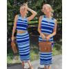 imageArachampCloz Womens Non See Through 2 Piece Sets Tank Top and Midi Skirt Knit OutfitsBlue