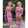 imageArachampCloz Womens Non See Through 2 Piece Sets Tank Top and Midi Skirt Knit OutfitsLight Pink Rose