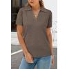 imageArachampCloz Womens Wool Blend Knit Spring Summer Business Casual Lightweight Short Sleeve Sweater Pullover 2026Coffee