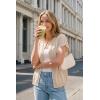 imageArachampCloz Womens Wool Blend Lightweight Cardigan Short Sleeve Summer Oversized Casual Sweaters TopsApricot