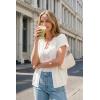 imageArachampCloz Womens Wool Blend Lightweight Cardigan Short Sleeve Summer Oversized Casual Sweaters TopsOffwhite