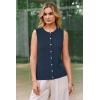 imageArachampCloz Womens Wool Blend Non See Through Button Down Business Casual Tank Tops 2026Dark Blue