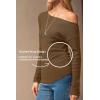 imageArachampCloz Womens Wool Blend Off The Shoulder Sweaters Ruched Slim Fit Date Top 2026Brown