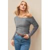 imageArachampCloz Womens Wool Blend Off The Shoulder Sweaters Ruched Slim Fit Date Top 2026Gray