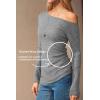 imageArachampCloz Womens Wool Blend Off The Shoulder Sweaters Ruched Slim Fit Date Top 2026Gray