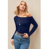 imageArachampCloz Womens Wool Blend Off The Shoulder Sweaters Ruched Slim Fit Date Top 2026Navy