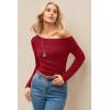 imageArachampCloz Womens Wool Blend Off The Shoulder Sweaters Ruched Slim Fit Date Top 2026Red