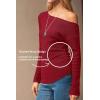 imageArachampCloz Womens Wool Blend Off The Shoulder Sweaters Ruched Slim Fit Date Top 2026Red