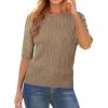 imageArachampCloz Womens Wool Blend Old Money Cable Knit Elbow Sleeve Sweaters 2025Light Browncable