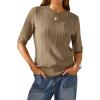 imageArachampCloz Womens Wool Blend Old Money Cable Knit Elbow Sleeve Sweaters 2025Light Browncable