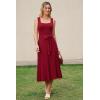 imageArachampCloz Womens Wool Blend Square Neck Tie Waist Pleated Summer Sweater Dress 2026Burgundy