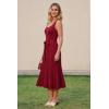 imageArachampCloz Womens Wool Blend Square Neck Tie Waist Pleated Summer Sweater Dress 2026Burgundy
