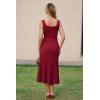 imageArachampCloz Womens Wool Blend Square Neck Tie Waist Pleated Summer Sweater Dress 2026Burgundy