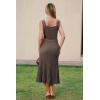 imageArachampCloz Womens Wool Blend Square Neck Tie Waist Pleated Summer Sweater Dress 2026Coffee
