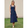 imageArachampCloz Womens Wool Blend Square Neck Tie Waist Pleated Summer Sweater Dress 2026Navy