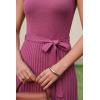 imageArachampCloz Womens Wool Blend Square Neck Tie Waist Pleated Summer Sweater Dress 2026Rose Red