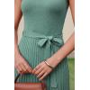imageArachampCloz Womens Wool Blend Square Neck Tie Waist Pleated Summer Sweater Dress 2026Sage Green