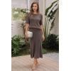 imageArachampCloz Womens Wool Blend Sweater 2 Piece Sets Business Casual Short Sleeve Top Midi Dress OutfitsCoffee