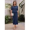 imageArachampCloz Womens Wool Blend Sweater 2 Piece Sets Business Casual Short Sleeve Top Midi Dress OutfitsNavy