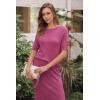 imageArachampCloz Womens Wool Blend Sweater 2 Piece Sets Business Casual Short Sleeve Top Midi Dress OutfitsRose Red