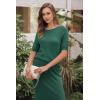 imageArachampCloz Womens Wool Blend Sweater 2 Piece Sets Business Casual Short Sleeve Top Midi Dress OutfitsTeal